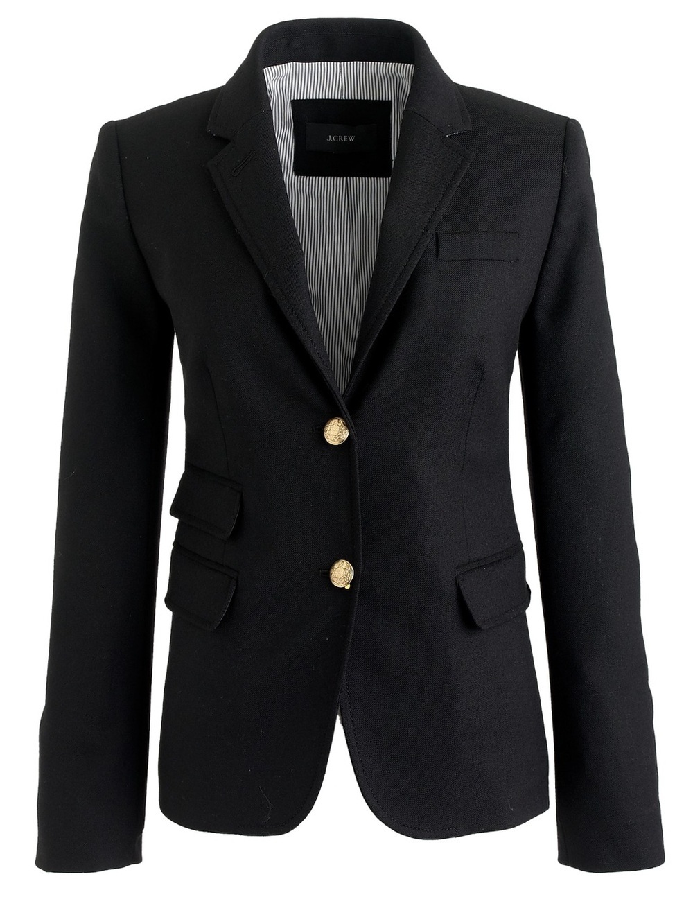 J. Crew Schoolboy Black Wool Blazer Jacket Gold Buttons Size 8